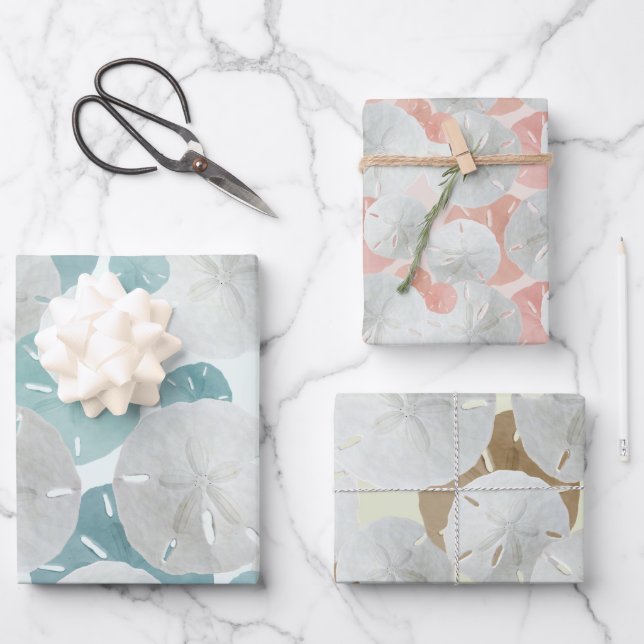 Big Sand Dollars Patterned Flat Wrapping Paper She (Front)