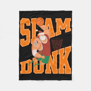 Big Santa Slam Dunk Basketball Christmas Fleece Blanket