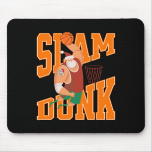 Big Santa Slam Dunk Basketball Christmas Mouse Pad