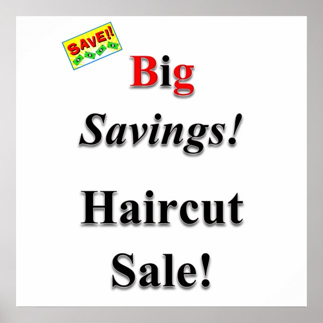 Big Savings Haircut Sale Poster Matte (Front)