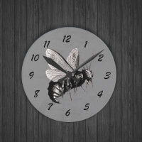 Big Scary Bee Black White Illustration Skull Wings