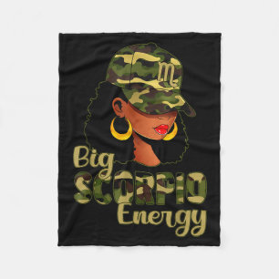 Big Scorpio Energy Black Woman Camo Cap Hat Zodiac Fleece Blanket