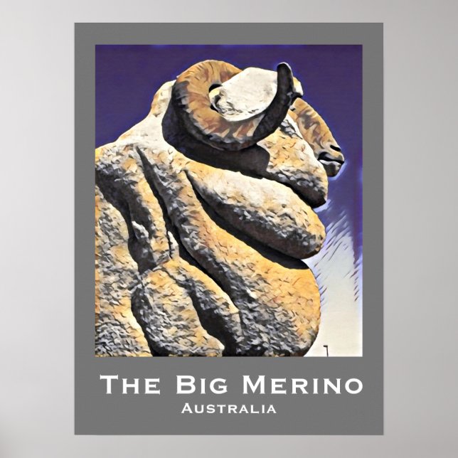 Big sheep big Merino Australian retro travel print (Front)