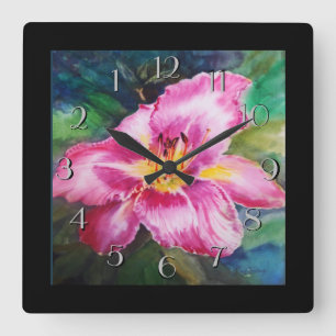 Big Shiny Pink Flower Backward Clock