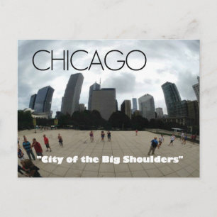 "Big Shoulders" Chicago--Sandburg-themed postcard