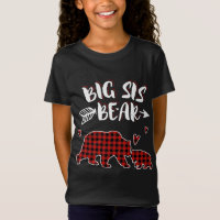 Big Sis Bear Xmas Red Plaid Matching Family Christ
