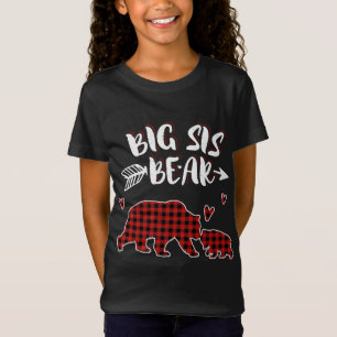 Big Sis Bear Xmas Red Plaid Matching Family Christ T-Shirt