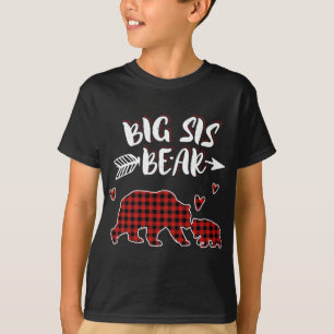 Big Sis Bear Xmas Red Plaid Matching Family Christ T-Shirt