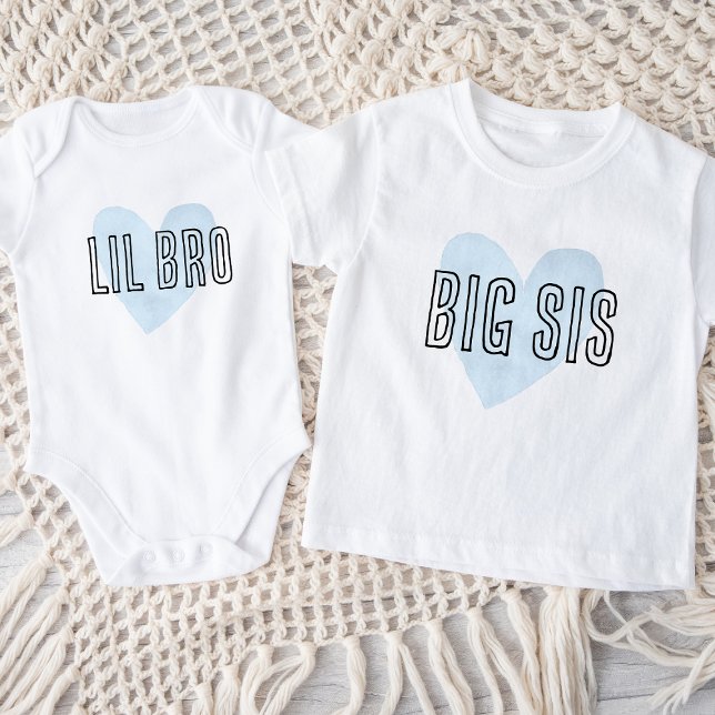Big Sis Blue Heart Matching Sibling Family Baby T-Shirt (Creator Uploaded)