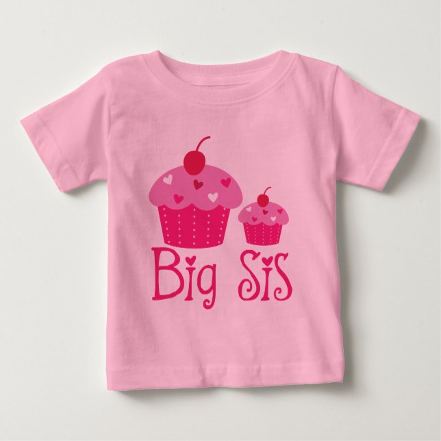 Big Sis Girls Cupcake Cute Ruffle T-shirt (Front)