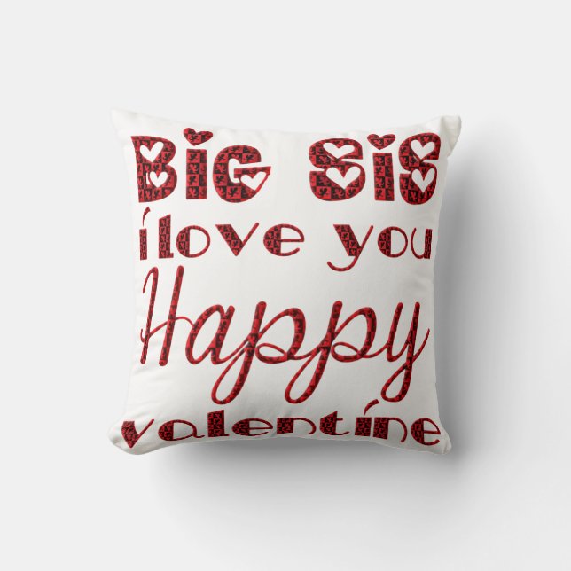 Big Sis I Love You Cute Cupid Typography Valentine Cushion (Front)