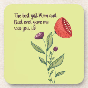 Big Sis Little Sister Sweet Quote Wild Flowers Coaster