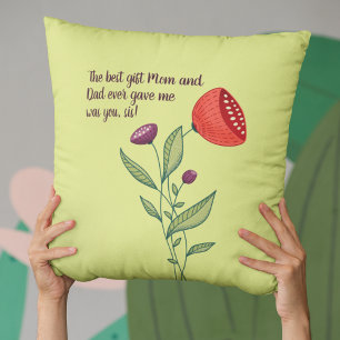 Big Sis Little Sister Sweet Quote Wild Flowers Cushion