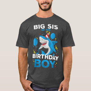 Big Sis of The Birthday Boy Shark Ocean Matching F T-Shirt