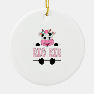 Big Sis Of The Birthday Girl Cow Sister Family Par Ceramic Tree Decoration