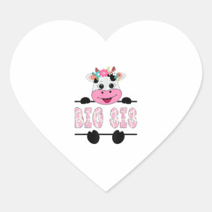 Big Sis Of The Birthday Girl Cow Sister Family Par Heart Sticker