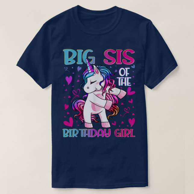 Big Sis of the Birthday Girl Flossing Unicorn Big  T-Shirt (Design Front)