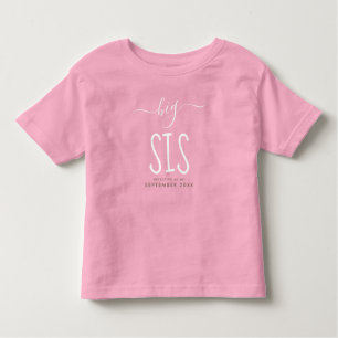 Big Sis Personalized New Baby Announcement Pink Toddler T-Shirt