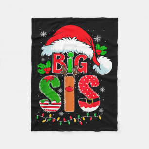 Big Sis Santa Hat New Big Sister Announcement Xmas Fleece Blanket
