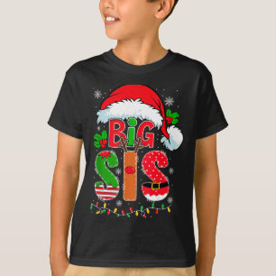 Big Sis Santa Hat New Big Sister Announcement Xmas T-Shirt