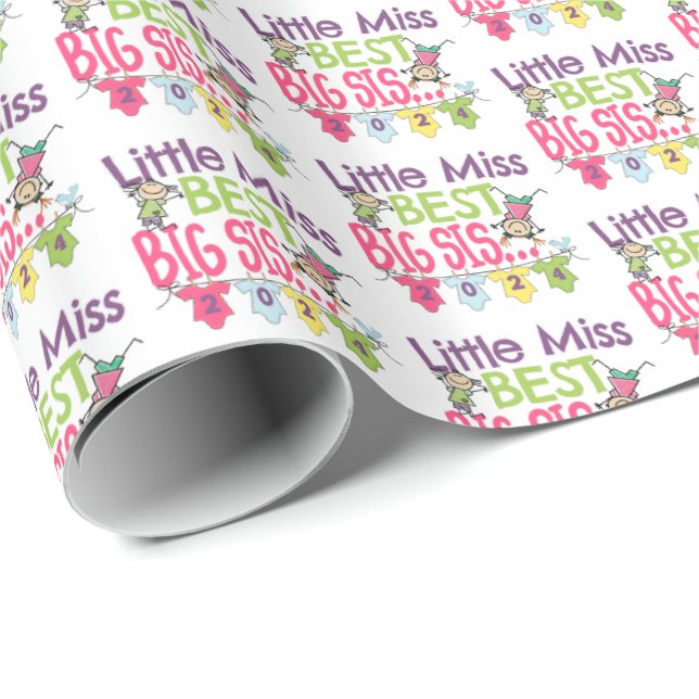 Big Sister 2024 - Little Miss Best Big Sis Wrapping Paper (Roll Corner)