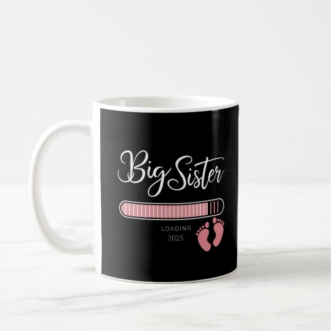 Big Sister 2025 Loading Pregnancy Announcement  Coffee Mug (Left)