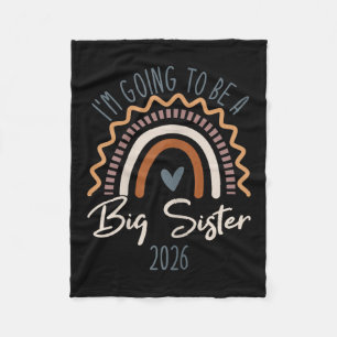 Big Sister 2026 Girls Rainbow Big Sis Sibling  Fleece Blanket