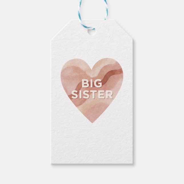 Big Sister Abstract Heart Gift Tag  (Front)