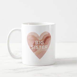 Big Sister Abstract Heart Sticker – Sibling Gift Coffee Mug
