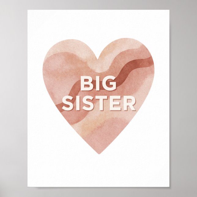 Big Sister Abstract Heart Wall Art Print (Front)