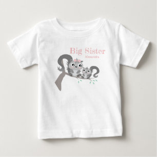 Big sister adjustable name with cute squirrels baby T-Shirt