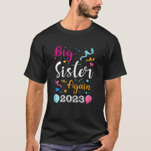 Big Sister Again 2023 Pregnancy Announcement Kids  T-Shirt