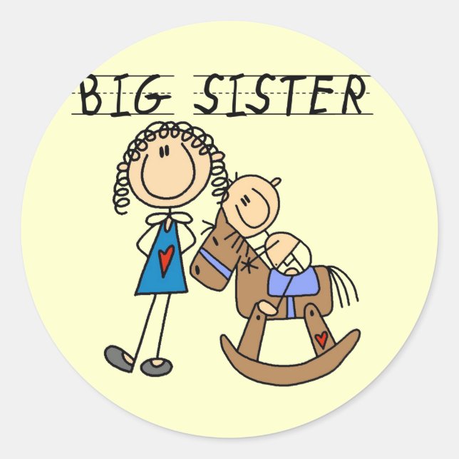 Big Sister Baby Brother T-shirts and Gifts Classic Round Sticker (Front)