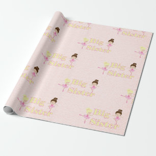 Big Sister Ballerina Sibling Textured Look Wrapping Paper