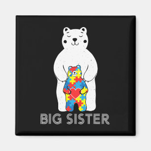 Big Sister Bear Autism Awareness Love Support Mum Magnet