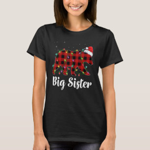 Big Sister Bear Buffalo Red Plaid Matching Family T-Shirt