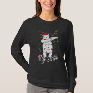 Big Sister Bear Dabbing Lights Santa Christms Fam T-Shirt