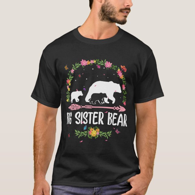 Big Sister Bear Flower Matching Family Bear Mother T-Shirt (Front)