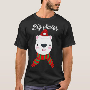 Big Sister Bear Santa Hat  Christmas Matching Fami T-Shirt