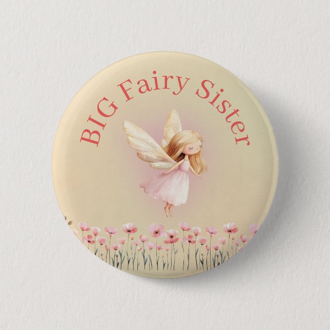 Big Sister Birthday Fairy 6 Cm Round Badge (Front)