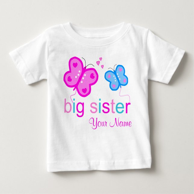 Big Sister Butterfly Personalised T-shirt (Front)