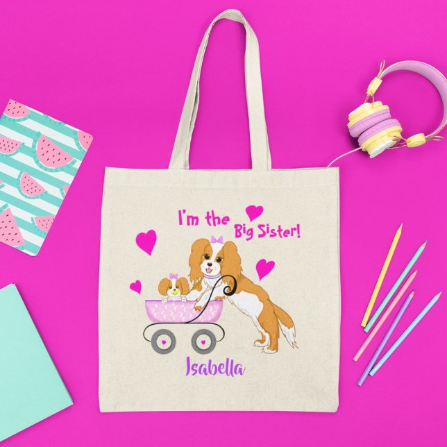 Big Sister Cavalier King Charles Spaniel Name Tote Bag (Creator Uploaded)