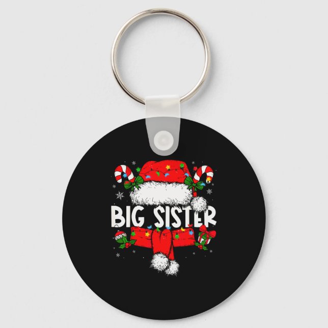 Big Sister Christmas Pajama Santa Claus Family Mat Key Ring (Front)