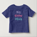 Big Sister Colourful Monogram Girl's<br><div class="desc">Customise this stylish big sister girl's t-shirt with the child's name.  Violet purple,  bright pink,  and aqua blue colours - many shirt style,  size,  and colour options available.</div>
