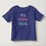 Big Sister Colourful Monogram Girl's Toddler T-Shirt<br><div class="desc">Customise this stylish big sister girl's t-shirt with the child's name.  Violet purple,  bright pink,  and aqua blue colours - many shirt style,  size,  and colour options available.</div>