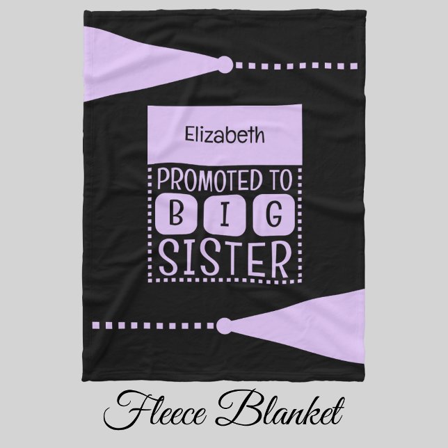 Big sister custom name black purple fleece blanket (Creator Uploaded)