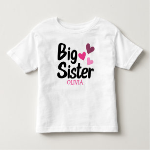 Big Sister Custom Name with pink hearts Toddler T-Shirt