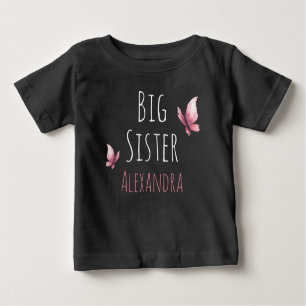Big sister customisable name watercolor butterfly baby T-Shirt
