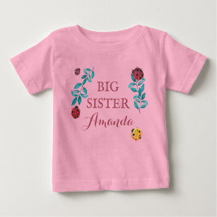 Big sister customizable name watercolor ladybugs baby T-Shirt