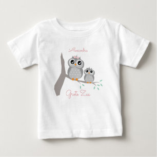 Big sister customizable name with owls baby T-Shirt